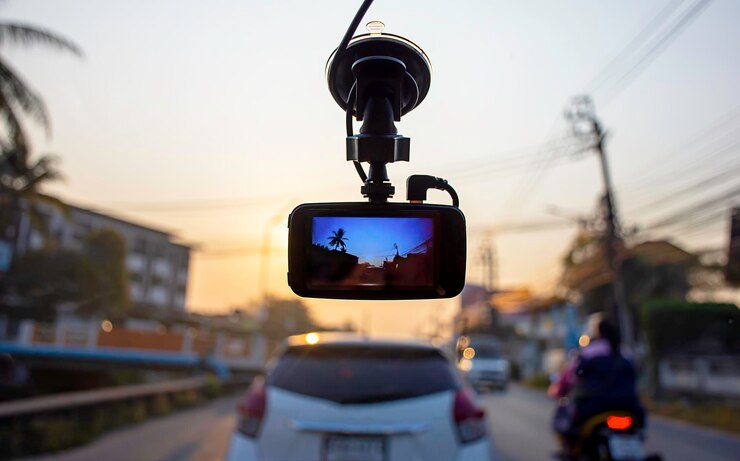 Camera recorder mountend in front of the vehical